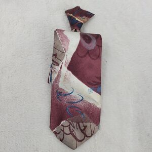 CAVALIER mens red floral made in the USA polyester tie clip on